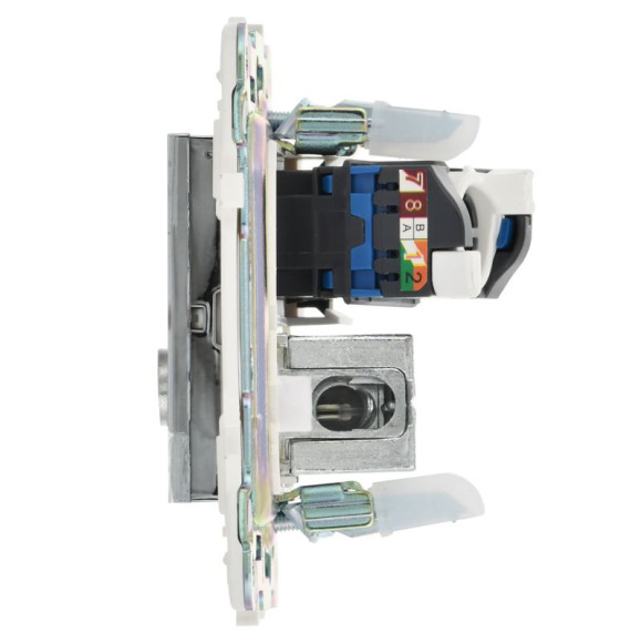 IEK SKANDY Розетка двойная TV+RJ45 кат.5E SK-A14N металл никель , SK-AK20-1-K50