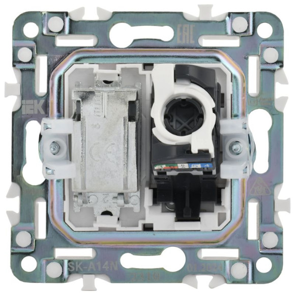 IEK SKANDY Розетка двойная TV+RJ45 кат.5E SK-A14N металл никель , SK-AK20-1-K50