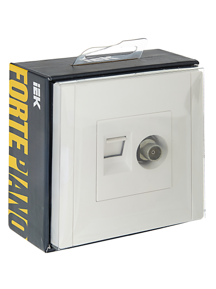 IEK FORTE&PIANO Розетка двойная TV+RJ45 кат.6 FP237 белый , FP-AK20-2-K01