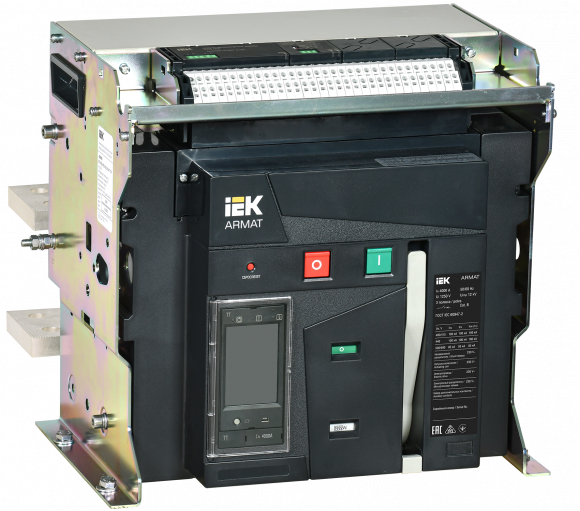 IEK ARMAT AR-A4H TT40 3P F HR Выключатель автоматический воздушный 100кА расцепитель TT 4000А 3P стационарный с аксессуарами ~220-240В: реле отключения, реле включения, моторный привод IEK, AR-ACB-3FF-100-4000A-TTCF