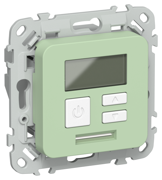 IEK FLITE Термостат электронный с дисплеем 16А Т-ФлФ фисташковый IEK, FI-RT11-K93