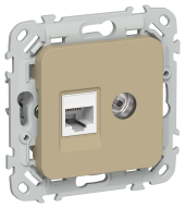 FLITE Розетка 2-местная RJ45/TV категория 5Е UTP РКТВ5е-2-0-ФлХ хаки IEK, FI-AK22-1-K59