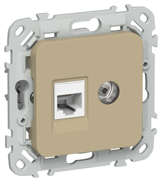 IEK FLITE Розетка 2-местная RJ45/TV категория 5Е UTP РКТВ5е-2-0-ФлХ хаки IEK, FI-AK22-1-K59