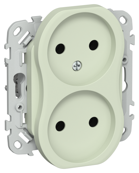 IEK FLITE Розетка 2-местная без заземления без защитных шторок безвинтовое крепление 10А РС02-1-ФлП панг IEK, FI-R20-10-1-K92