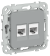 IEK FLITE Розетка 2-местная RJ45/RJ11 категория 6/3 UTP РКТ6/3-2-0-ФлС серый IEK, FI-KT22-2-K03