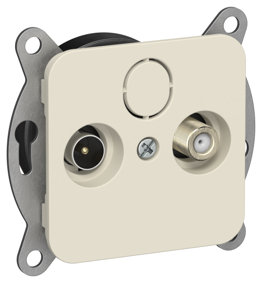 IEK FLITE Розетка 2-местная TV+SAT экранированная оконечная РТВс-2-1-1-ФлСл сливочный IEK, FI-AF23-O-K86