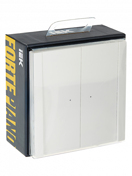 IEK FORTE&PIANO Выключатель 2-клавишный проходной с индикацией 10А FP208 белый , FP-V22-1-10-1-K01