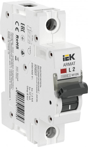 IEK ARMAT Автоматический выключатель M10N 1P L 2А IEK, AR-M10N-1-L002