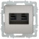 IEK BRITE Розетка компьютерная двойная RJ45 кат.5E РК10-2-БрГН металл хром/никель IEK, BR-K20-1-M-K23