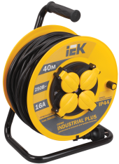 INDUSTRIAL PLUS Катушка УК40 4 места IP44 с заземлением с термозащитой 3х1,5мм2 40м IEK