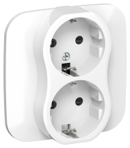 FLITE Розетка 2-местная с заземлением с защитными шторками 16А РСш12-0-А-ФлБ белый IEK, FI-R24A-16-K01