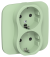 IEK FLITE Розетка 2-местная с заземлением с защитными шторками безвинтовое крепление 16А РСш12-1-А-ФлФ фисташковый IEK, FI-R24A-16-1-K93