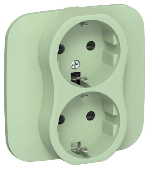 IEK FLITE Розетка 2-местная с заземлением с защитными шторками безвинтовое крепление 16А РСш12-1-А-ФлФ фисташковый IEK, FI-R24A-16-1-K93