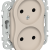 FLITE Розетка 2-местная без заземления без защитных шторок безвинтовое крепление 10А РС02-1-ФлЛ льняной IEK, FI-R20-10-1-K88