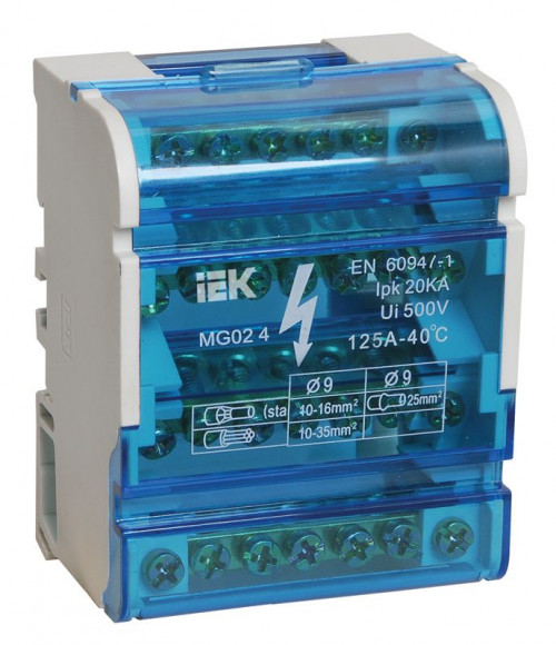 IEK Шины на DIN-рейку в корпусе (кросс-модуль) ШНК 4х7 3L+PEN IEK, YND10-4-07-100