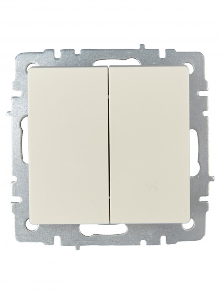 IEK BRITE Выключатель 2-клавишный проходной 10А ВС10-2-6-БрКр бежевый IEK, BR-V22-0-10-K10