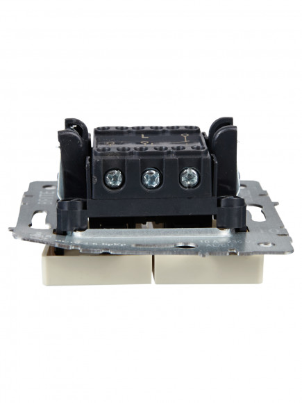IEK BRITE Выключатель 2-клавишный проходной 10А ВС10-2-6-БрКр бежевый IEK, BR-V22-0-10-K10
