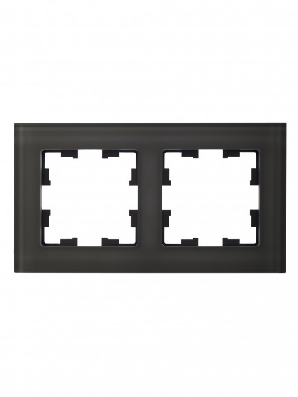 IEK BRITE Рамка 2 -местная РУ-2-2-БрД стекло дымчатый , BR-M22-G-K30