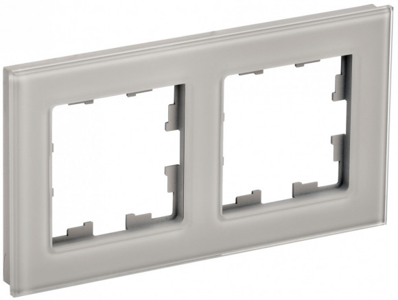 IEK BRITE Рамка 2 -местная РУ-2-2-БрД стекло дымчатый IEK, BR-M22-G-K30