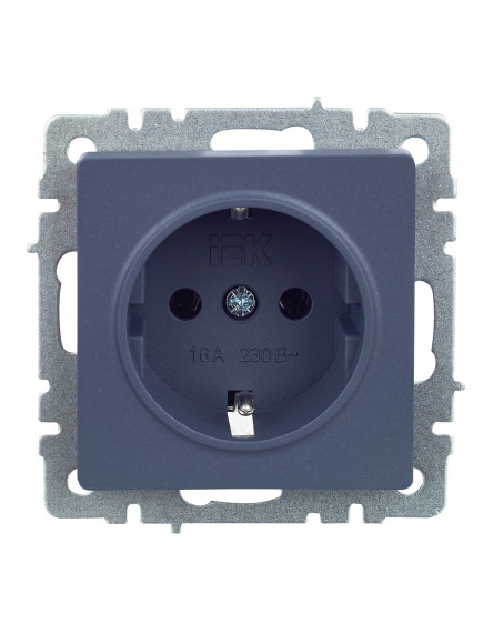 IEK BRITE Розетка 1-местная с заземлением без защитных шторок 16А РС11-1-0-БрМ маренго , BR-R11-16-K35