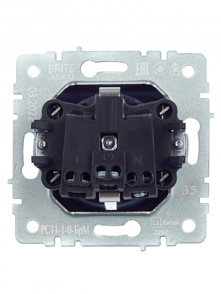 IEK BRITE Розетка 1-местная с заземлением без защитных шторок 16А РС11-1-0-БрМ маренго , BR-R11-16-K35