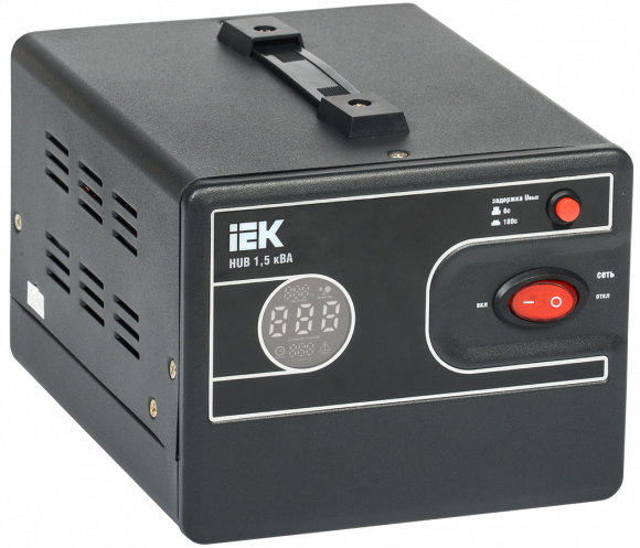 IEK Стабилизатор напряжения однофазный переносной 1,5кВА HUB IEK, IVS21-1-D15-13