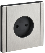 FORTE&PIANO Розетка 1-местная без заземления с защитными шторками винтовое крепление 10А FP717M металл никель IEK, FP-R13-10-M-K50