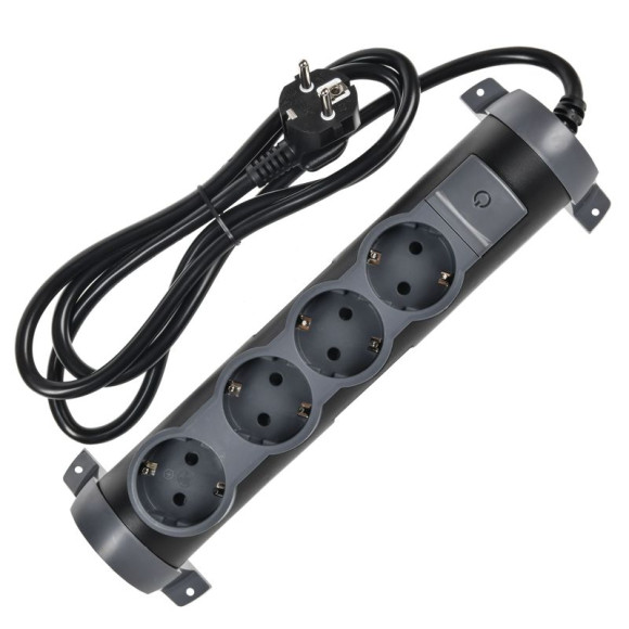 IEK COMFORT Удлинитель У04К 4 места 2P+PE 1,5м 3х1,5мм2 16А черный IEK, 694604