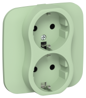 FLITE Розетка 2-местная с заземлением без защитных шторок безвинтовое крепление 16А РС12-1-А-ФлФ фисташковый IEK, FI-R21A-16-1-K93