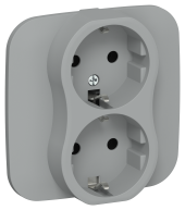 FLITE Розетка 2-местная с заземлением без защитных шторок 16А РС12-0-А-ФлС серый IEK, FI-R21A-16-K03