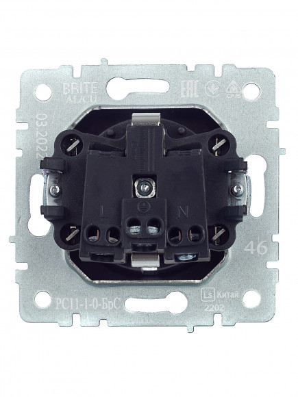 IEK BRITE Розетка 1-местная с заземлением без защитных шторок 16А РС11-1-0-БрС сталь , BR-R11-16-K46