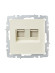 IEK BRITE Розетка компьютерная двойная RJ45 кат.6 РК11-2-БрКр бежевый , BR-K20-2-K10