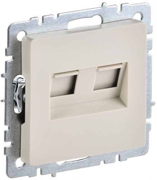 IEK BRITE Розетка компьютерная двойная RJ45 кат.6 РК11-2-БрКр бежевый IEK, BR-K20-2-K10