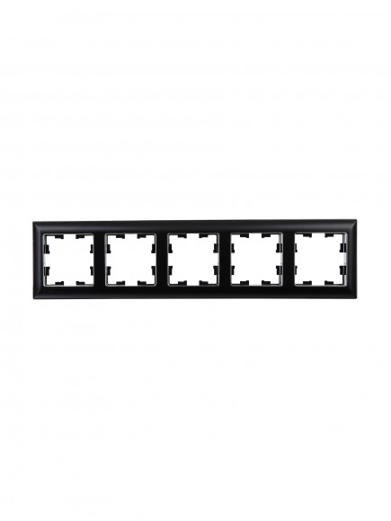 IEK BRITE Рамка 5-местная РУ-5-Бр хром/черный , BR-M52-12-2-K23