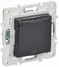 SKANDY Розетка 1-местная с заземлением с защитными шторками и крышкой 16А IP44 SK-R11T титан , SK-R16-16-44-K48