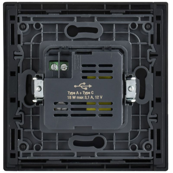 IEK FORTE&PIANO Розетка USB A+C 18Вт FP851M металл серый сланец IEK, FP-U22-018-M-K41