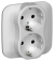 IEK FLITE Розетка 2-местная с заземлением без защитных шторок безвинтовое крепление 16А РС12-1-А-ФлА алюминий IEK, FI-R21A-16-1-K47