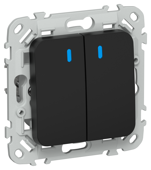 IEK FLITE Выключатель 2-клавишный кнопочный проходной с индикацией 10А ВС62-2-1-ФлЧ черный IEK, FI-V28-1-10-1-K02