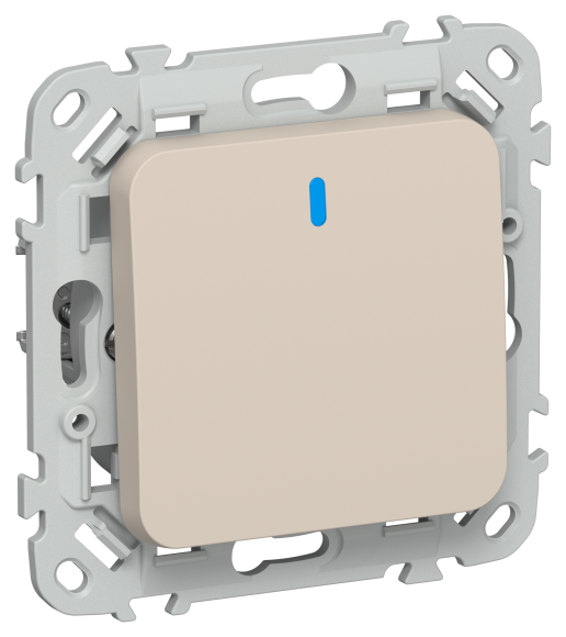 IEK FLITE Выключатель 1-клавишный кнопочный с индикацией 10А ВС11-2-1-ФлЛ льняной IEK, FI-V14-1-10-1-K88