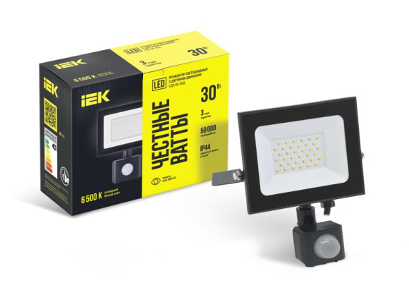 IEK Прожектор СДО 06-30Д светодиодный черный с ДД IP54 6500K IEK, LPDO602-30-65-K02