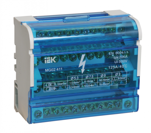 IEK Шины на DIN-рейку в корпусе (кросс-модуль) ШНК 4х11 3L+PEN IEK, YND10-4-11-125