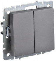 BRITE Выключатель 2-клавишный проходной 10А ВС10-2-6-БрС сталь , BR-V22-0-10-K46