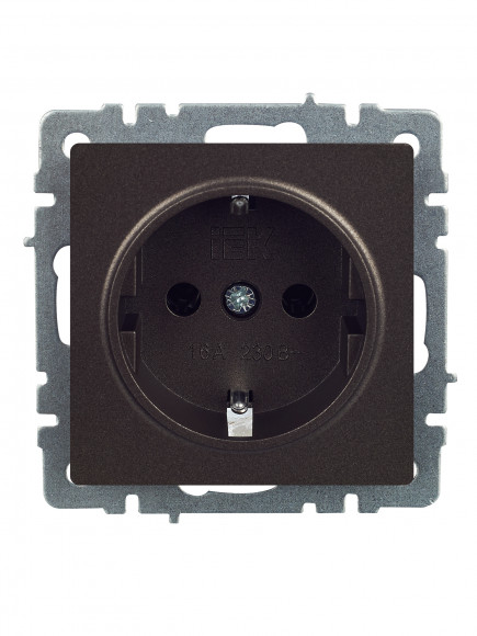 IEK BRITE Розетка 1-местная с заземлением без защитных шторок 16А РС11-1-0-БрТБ темная бронза , BR-R11-16-K45