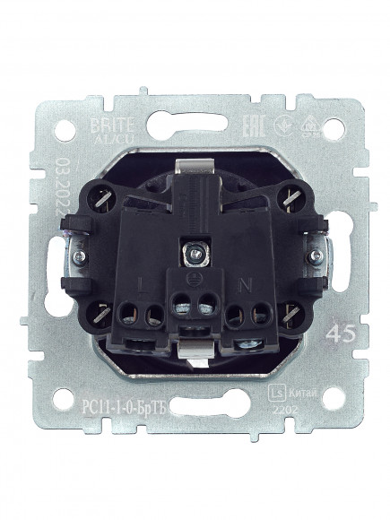 IEK BRITE Розетка 1-местная с заземлением без защитных шторок 16А РС11-1-0-БрТБ темная бронза , BR-R11-16-K45