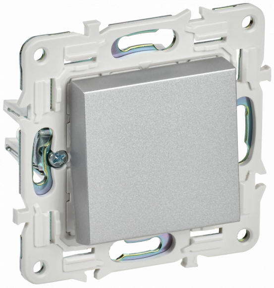 IEK SKANDY Выключатель 1-клавишный 10А SK-V01S серебряный IEK, SK-V10-0-10-K23