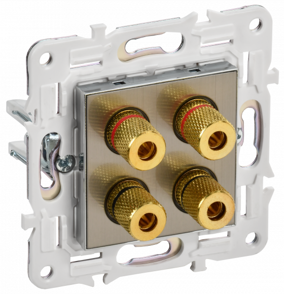 IEK SKANDY Аудиорозетка 4-местная SK-A01N металл никель , SK-S40-K50