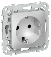 FLITE Розетка с заземлением без защитных шторок 16А РС11-0-ФлА алюминий IEK, FI-R11-16-K47