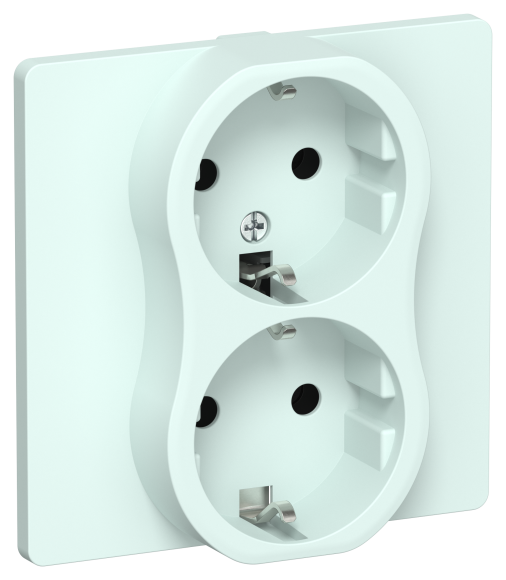 IEK FLITE Розетка 2-местная с заземлением без защитных шторок безвинтовое крепление 16А РС12-1-К-ФлХЛ холодный лед IEK, FI-R21C-16-1-K94