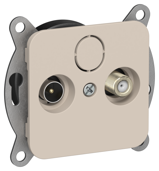 IEK FLITE Розетка 2-местная TV+SAT экранированная проходная РТВс-2-1-2-ФлЛ льняной IEK, FI-AF23-P-K88