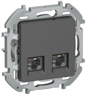 IEKINSPIRIA Розетка компьютерная двойная RJ45 категория 5Е UTP 6738381 антрацит IEK